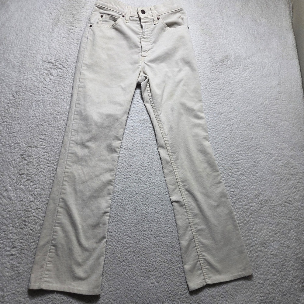 Vintage 70s Levis 517 Corduroy Pants Womens 29 Cream Bootcut Talon 42 Zip Flare